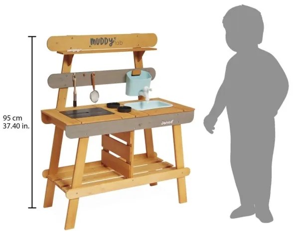 Janod - Kültéri fa játékkonyha MUDDY LAB