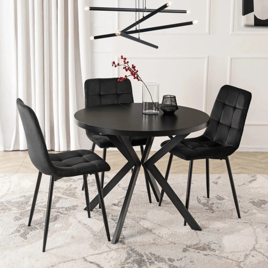 Kihúzható étkezőasztal 90–190 cm méretben, fekete színben LUGO