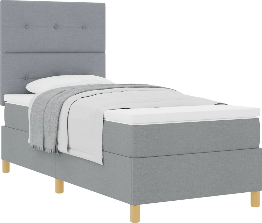 vidaXL Boxrugós ágy matracmal Világosszürke 80 x 200 cm szövet