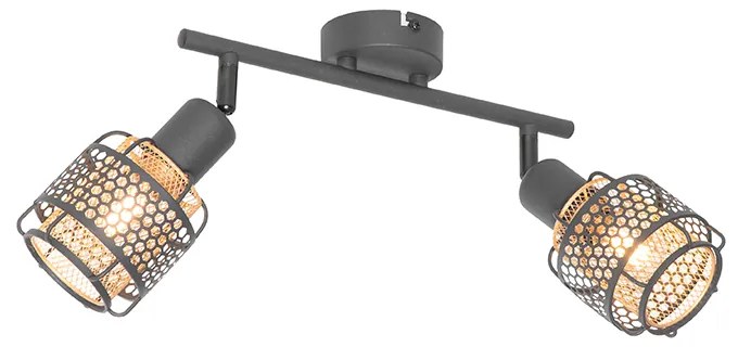 Design mennyezeti lámpa fekete arannyal 2 lámpás - Noud