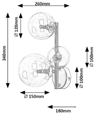 Rabalux 71299 - Fali lámpa ASLOV 3xG9/28W/230V