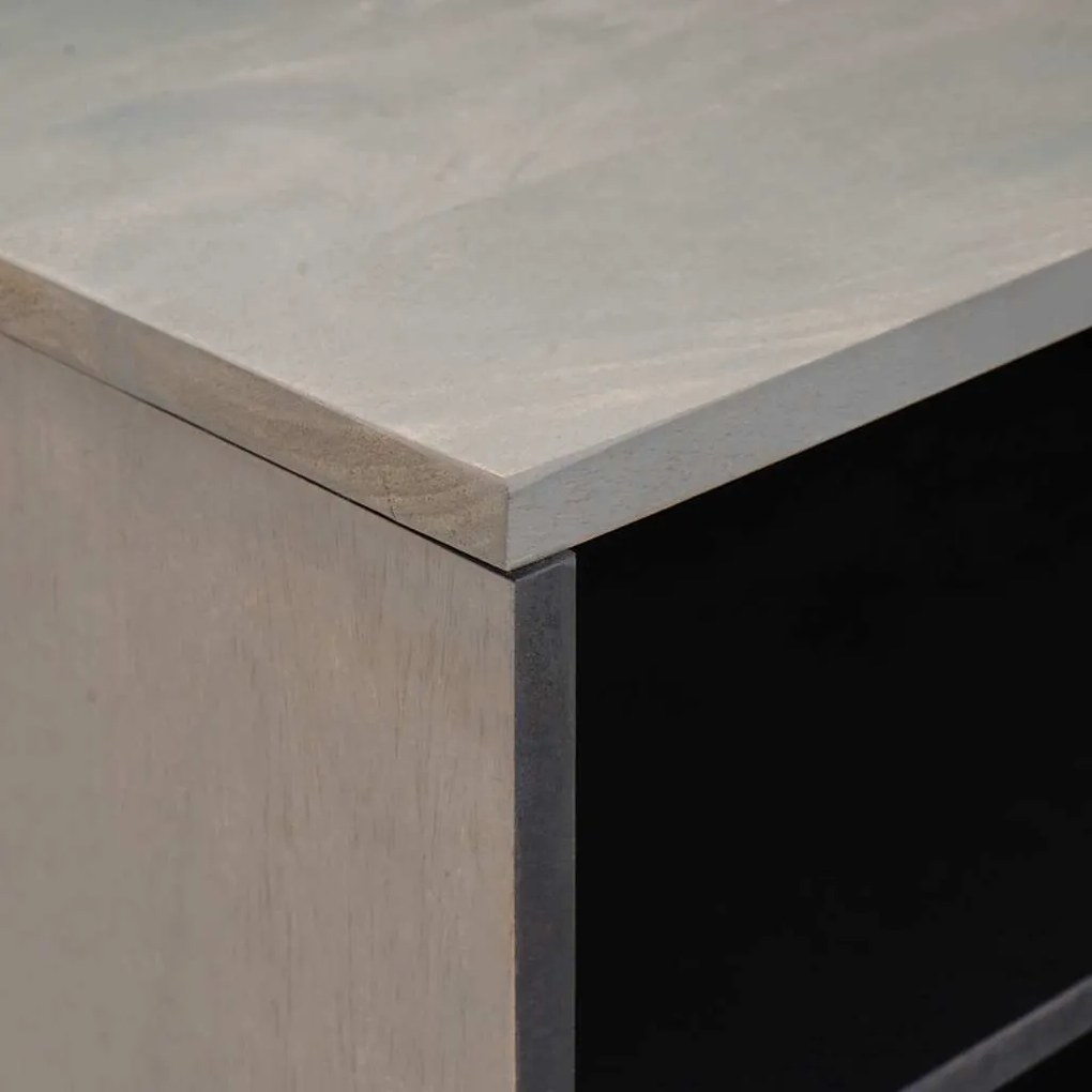 TV szekrény Szürke és Arany 80 x 31.5 x 46 cm Tömör mangófa
