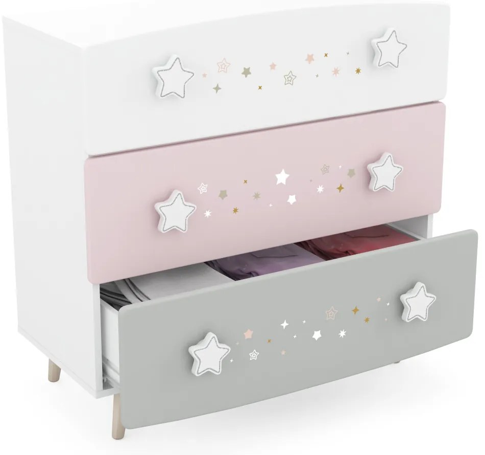 Elmo 3 fiókos komód Pink