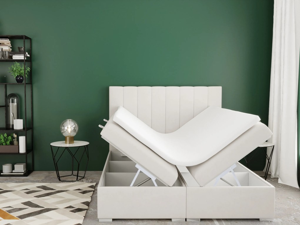 Franciaágy Boxspring 140 cm Pugno (tejszín) (tárolóhellyel). Akció -17%. 1020347