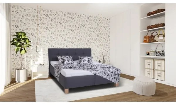 Kárpitozott MARIA ágy matraccal és ágyneműtartóval 160x200 cm szürke