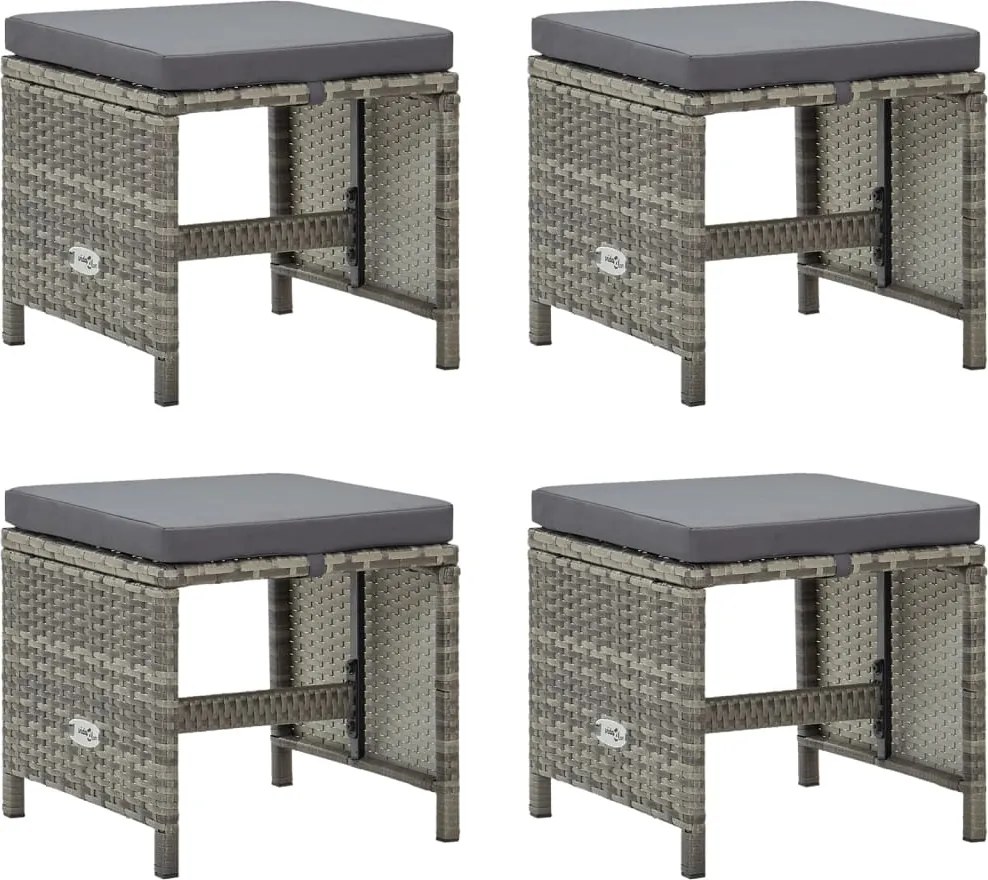 vidaXL 4 db szürke polyrattan kerti ülőke párnákkal