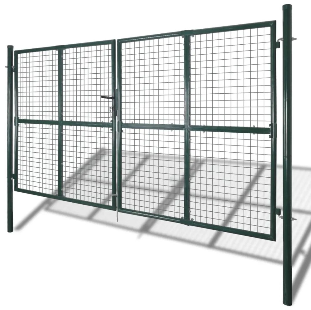 vidaXL kétszárnyú kerítéskapu 300 x 150 cm porszórt acélból