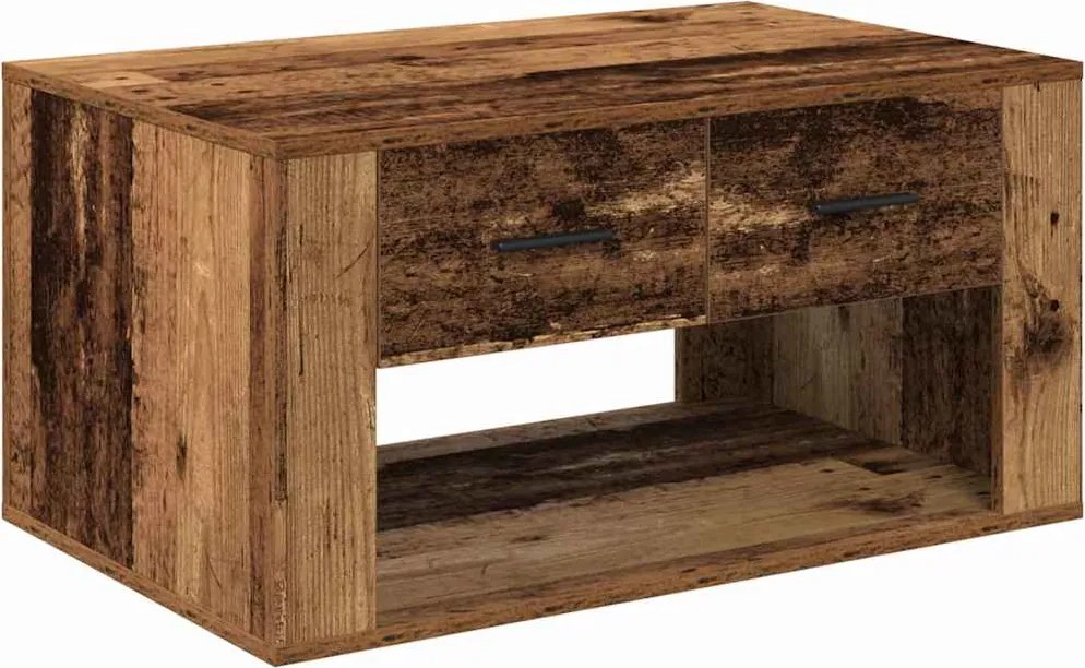 vidaXL Dohányzóasztal fiókkal Öreg fa 80 x 50 x 40 cm Faanyag
