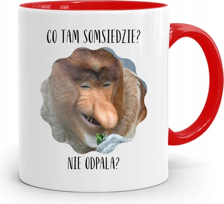 Bögre Piros Hordozó Janusz MI Van Somsiedzi Nyomtatott Fotóval