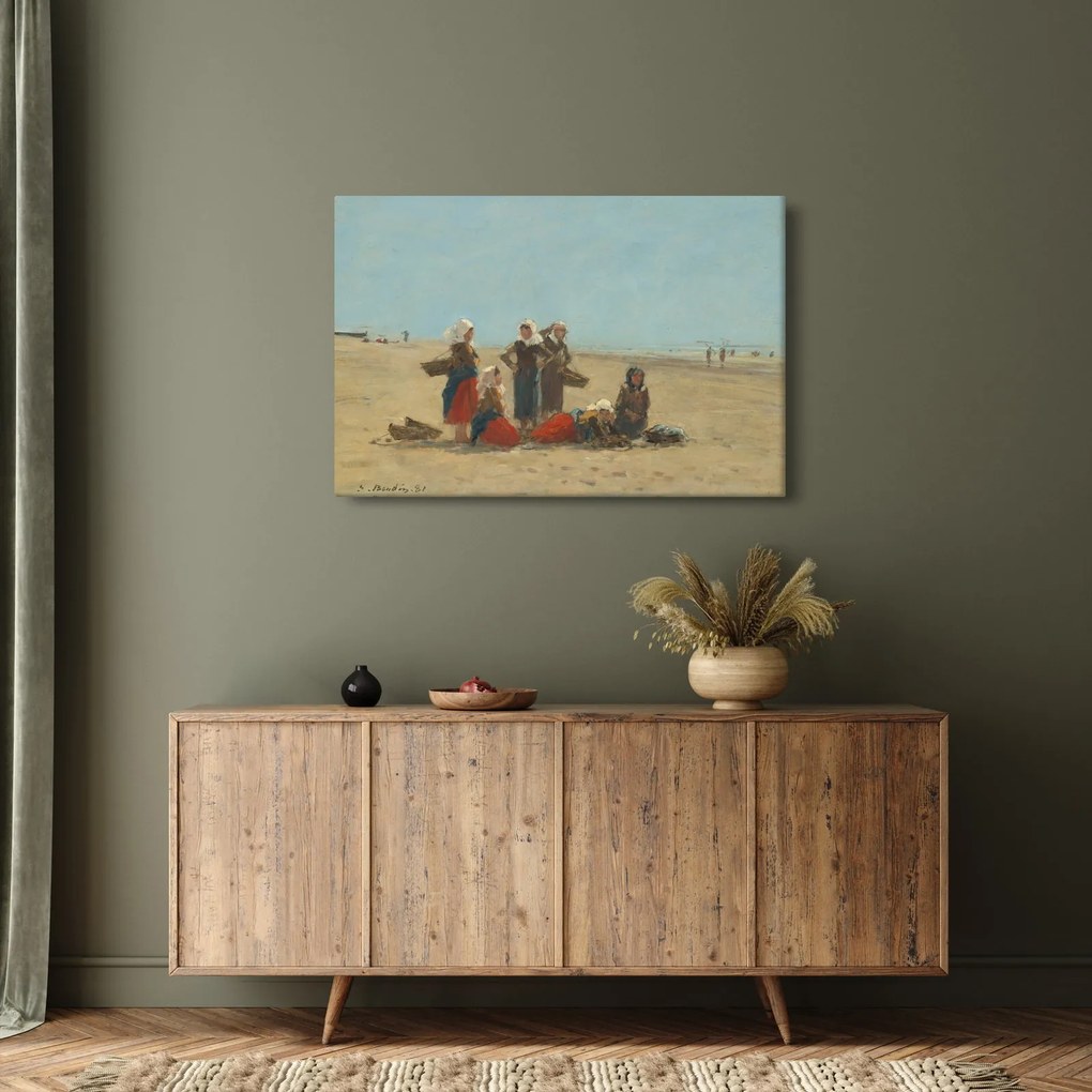 Kép - Eugène Boudin, Women on the Beach at Berck, reprodukciók (90x60 cm)