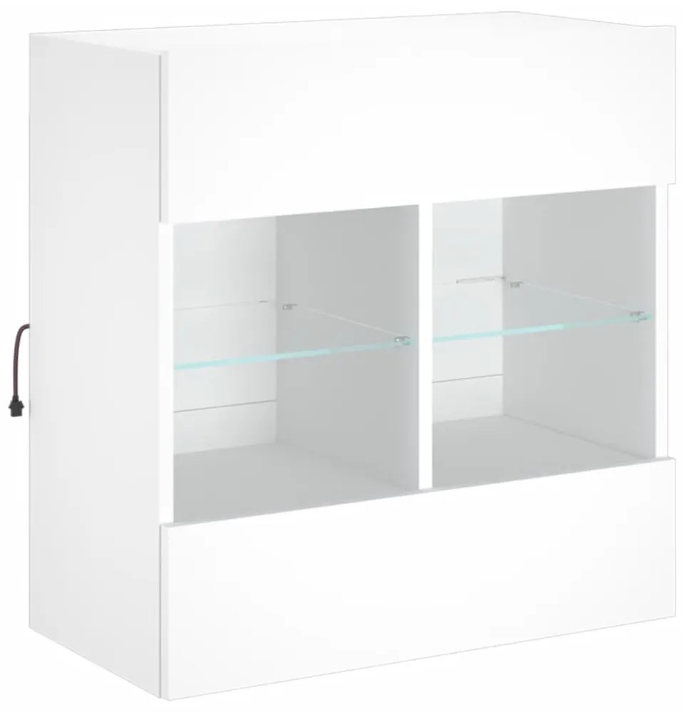 fehér falra szerelhető TV-szekrény LED-lámpákkal 58,5x30x60,5cm