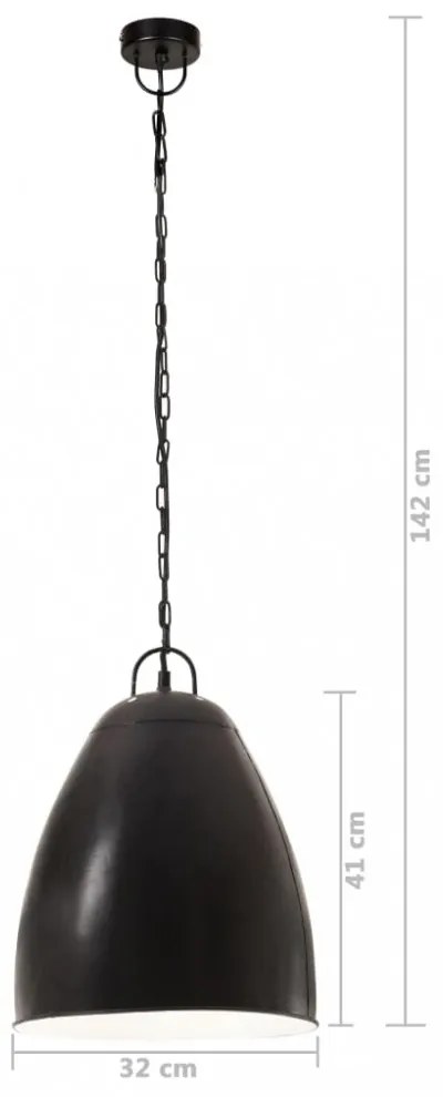 kerek fekete ipari függőlámpa 25 W 32 cm E27