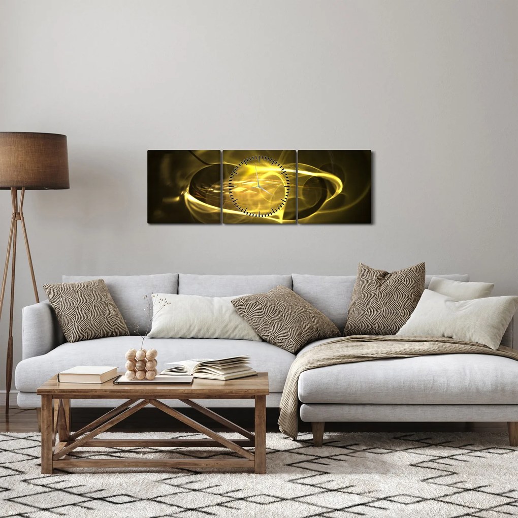 Modern absztrakt kép (órával) (90x30 cm)