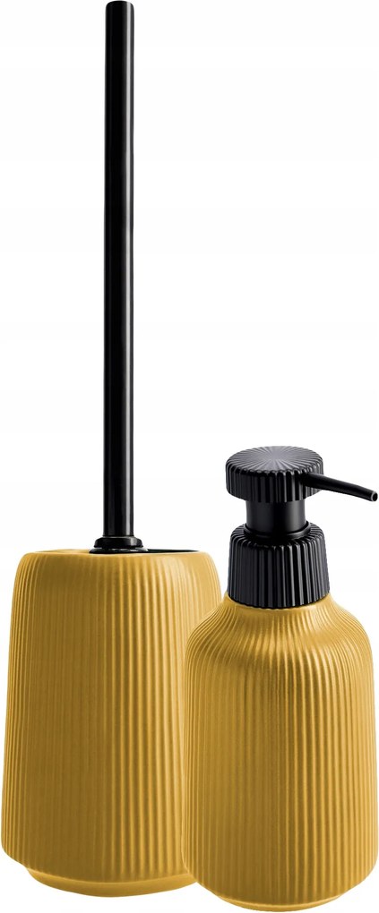 Fürdőszoba Szett 2in1 Komplett Tartozékok Szappan Adagoló Wc Kefe Sárga