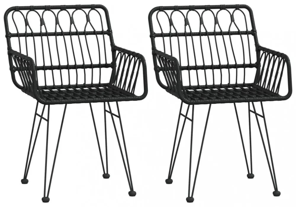 3 részes fekete polirattan kerti étkezőgarnitúra