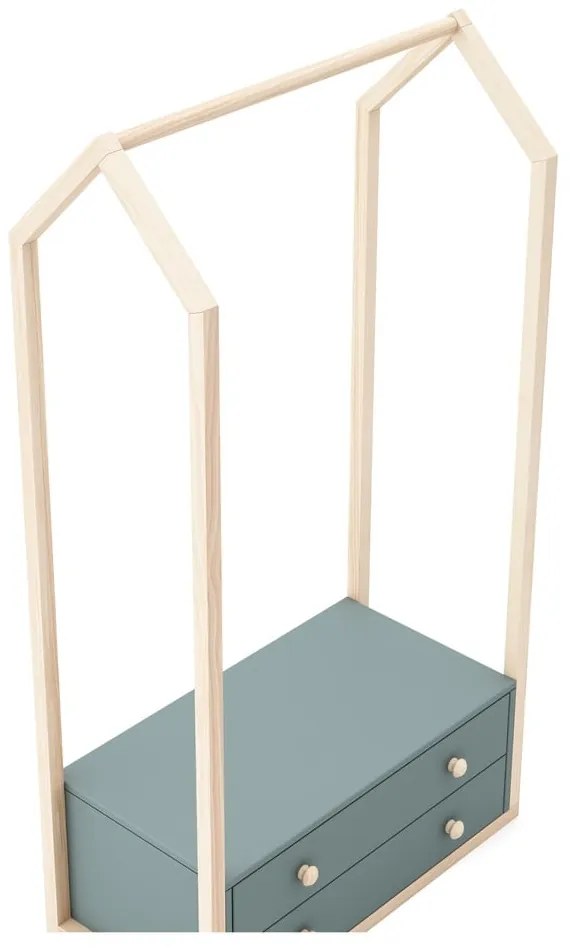 Szürkészöld nyitott gyerek ruhásszekrény 80x170x40 cm Esteban – Marckeric