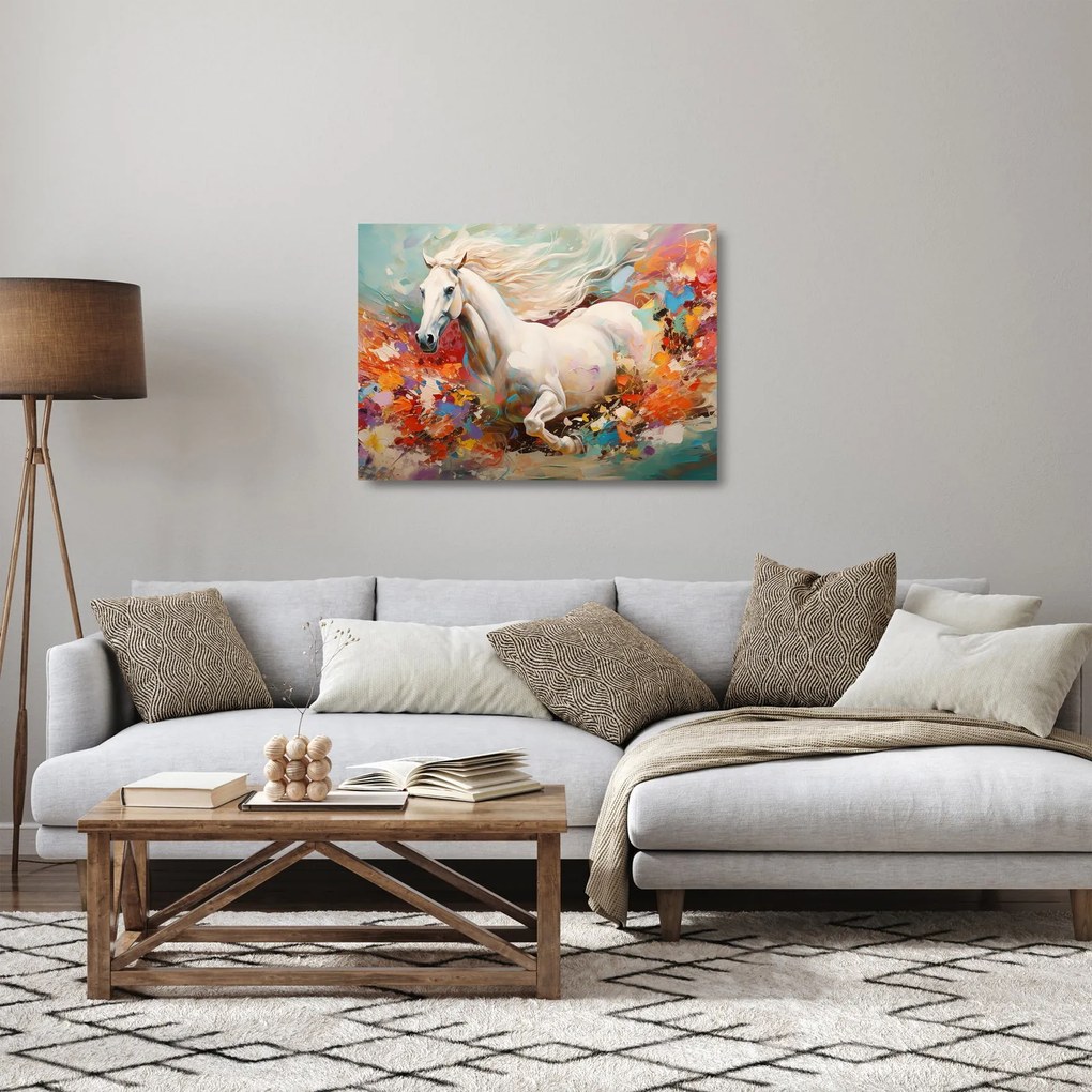 Üveg kép - Egy ló festése (70x50 cm)