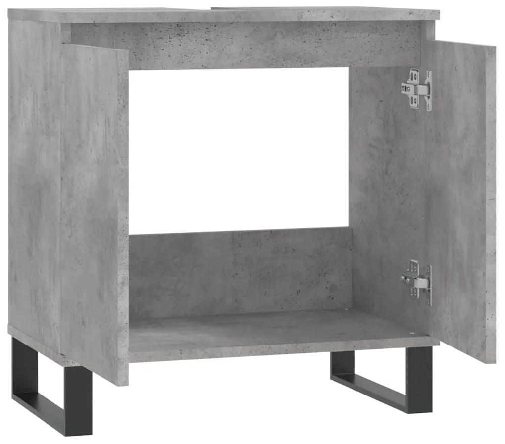 Betonszürke szerelt fa fürdőszobaszekrény 58x33x60 cm