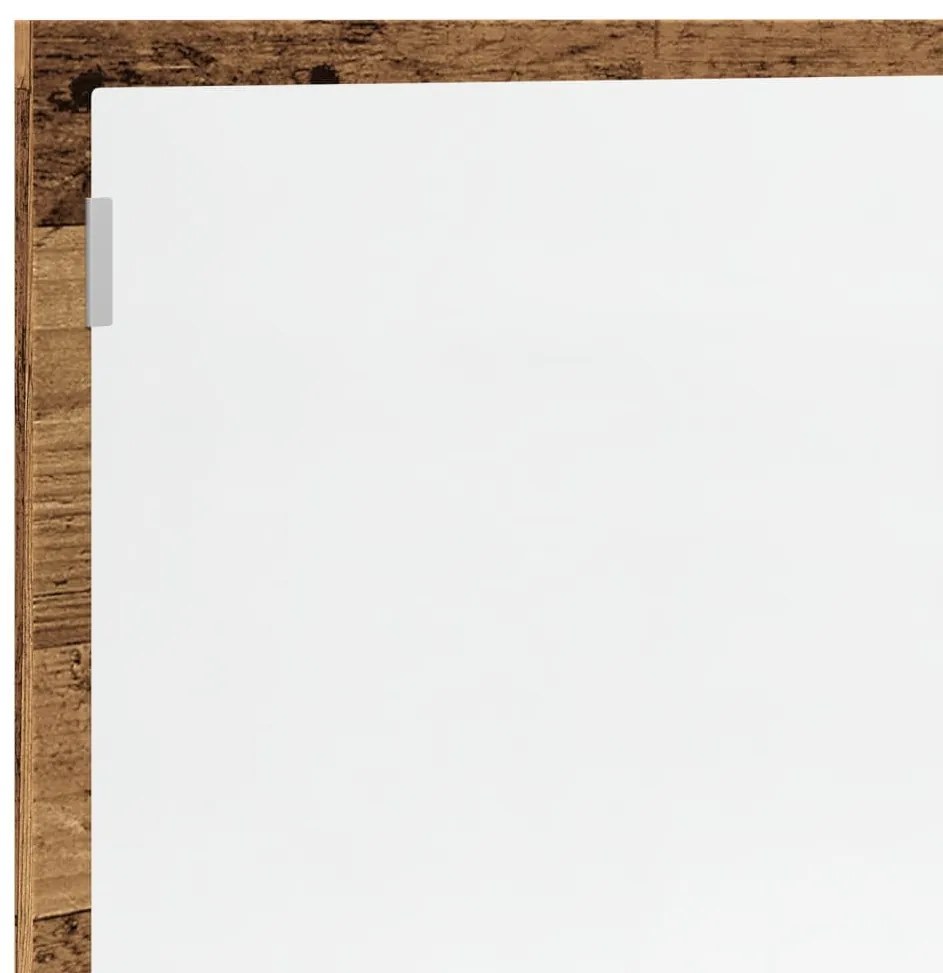 antik fa színű szerelt fa LED-es fürdőszobatükör 100x8,5x37 cm
