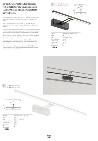 Redo 01-3463 - LED Képmegvilágító LINEAR LED/8W/230V 60,5 cm CRI 92 fekete