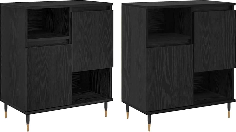 vidaXL Oldalszekrények 2 pcs Musta tammi 120 x 35 x 70 cm Faanyag