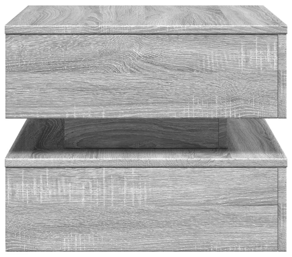 vidaXL szürke sonoma színű dohányzóasztal LED-lámpákkal 50x50x40 cm