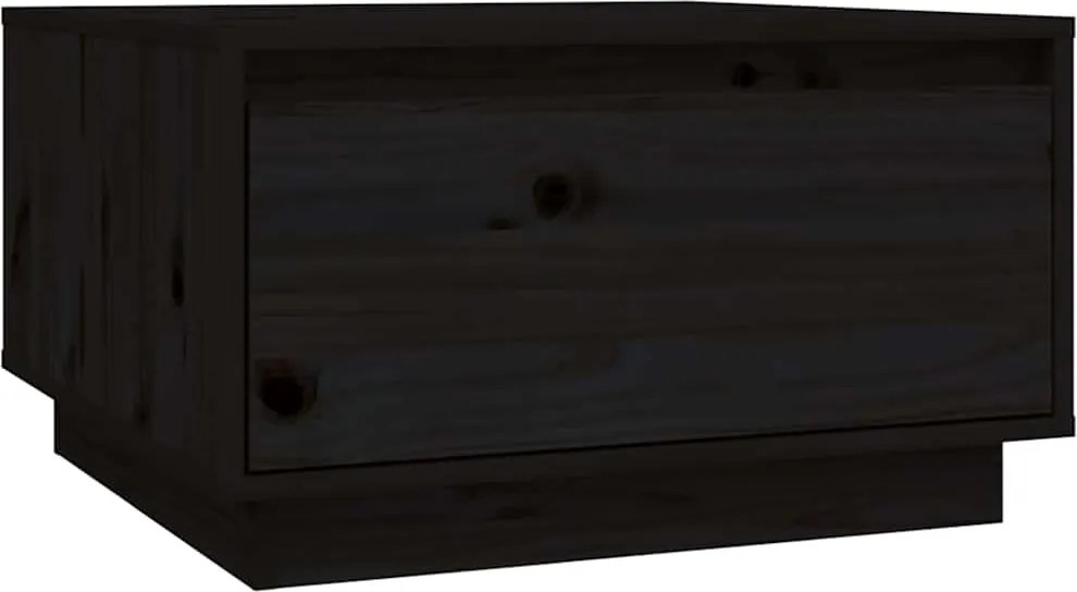 vidaXL fekete tömör fenyőfa dohányzóasztal 55x56x32 cm