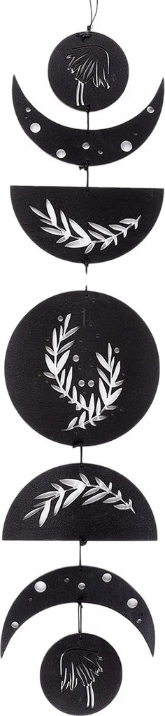Holdfázisok Függő Girland Boho Fali Dekoráció Fából, Fekete