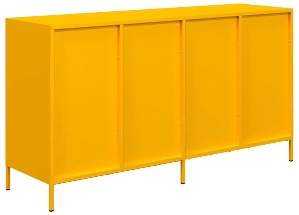 mustársárga hidegen hengerelt acél tálalószekrény 135x39x73,5cm
