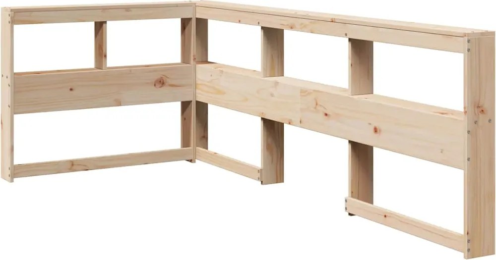 vidaXL Könyvespolc fejtámla L-alakú 75 cm tömörfa fenyőfa