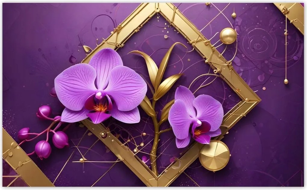 Fotótapéták 416x254 Lila orchideák és arany