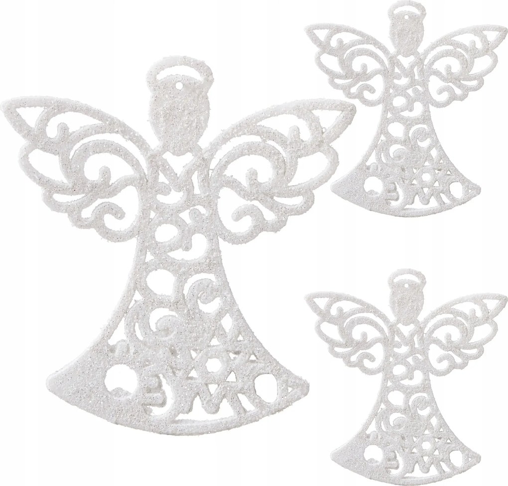 Angyalka Medál Karácsonyfára 10cm 3db Csillámos Karácsonyfadísz