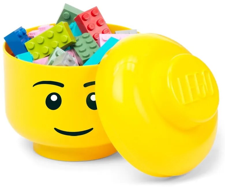 Sárga fej alakú tárolódoboz, fiú, 10,5 x 10,6 x 12 cm - LEGO®