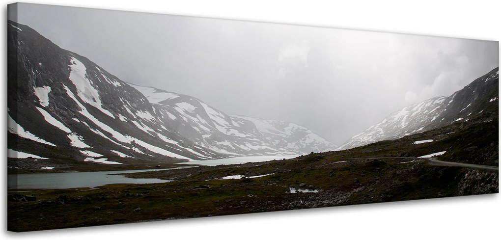 Vászonkép Természet Hegyek Téli tavak 120x40 cm