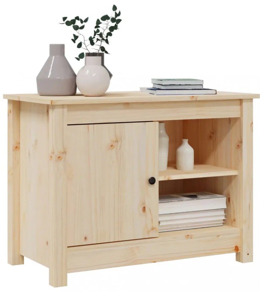 tömör fenyőfa TV-szekrény 70 x 36,5 x 52 cm