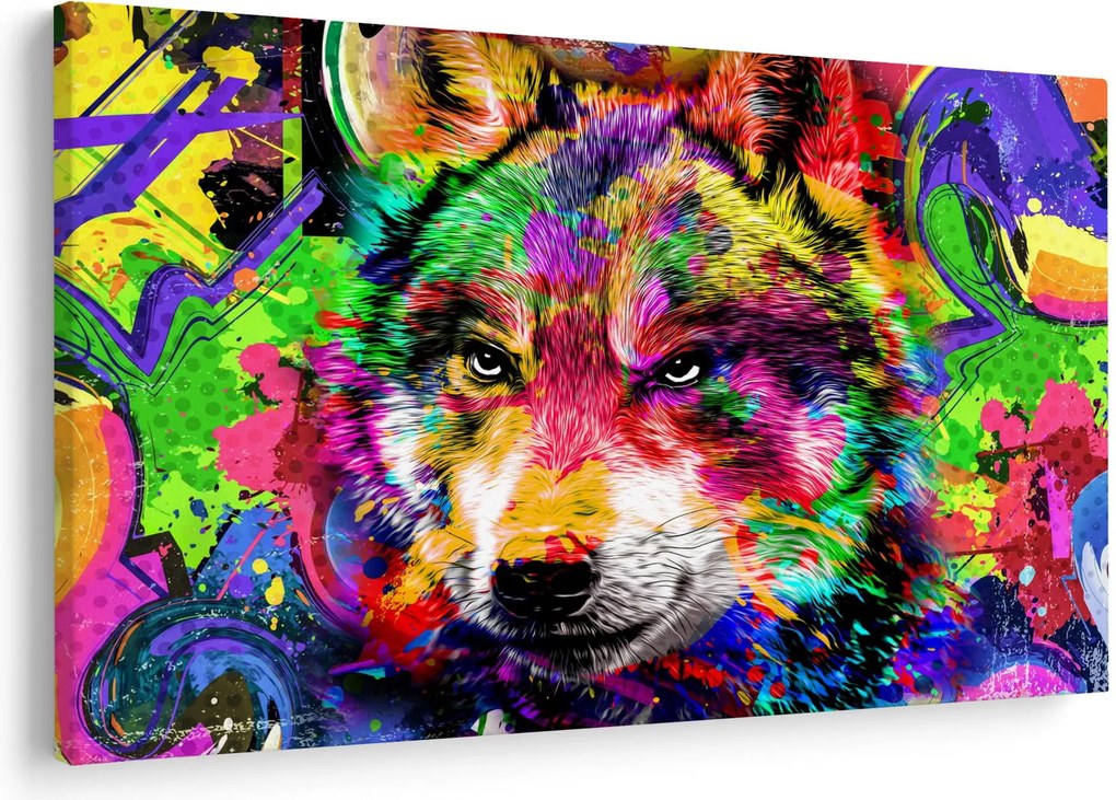 Kép - Farkas graffitivel (90x60 cm)