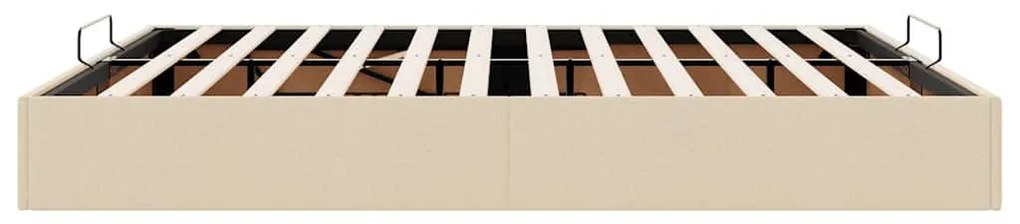 Ottomán krémszínű szövet ágykeret matrac nélkül 200 x 200 cm