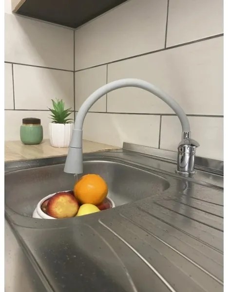 RAV Slezák SA006.0/13S - SAZAVA mosogató csaptelep 35,6 cm, szürke/fényes króm