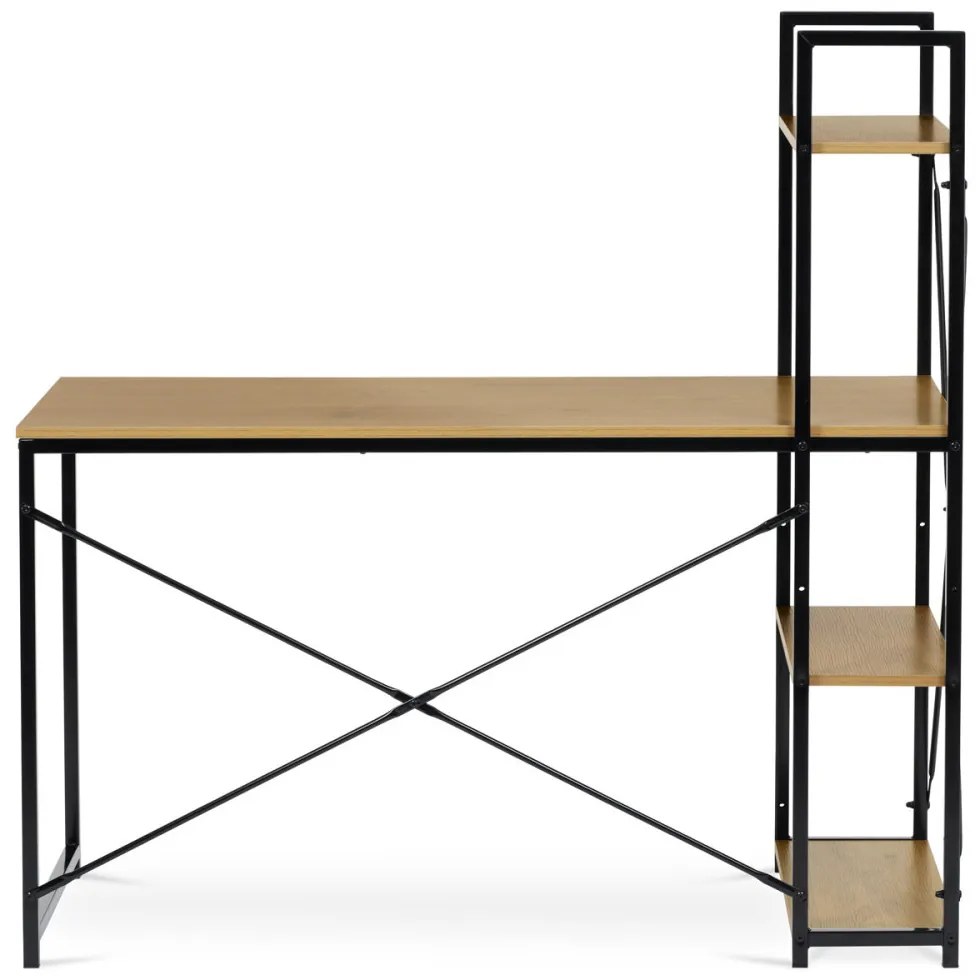 Birou cu rafturi, MDF, decor stejar, metal negru. GD-520 din Depozit