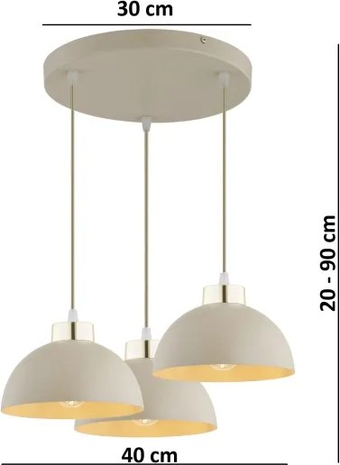 Brilagi - Csillár kábellel MOON 3xE27/60W/230V bézs/arany