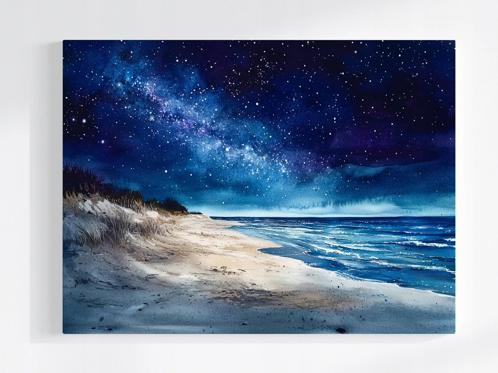 Poszter Kilátás Tájkép Tenger Tengerpart Ég Csillagok Éjszaka 100x75