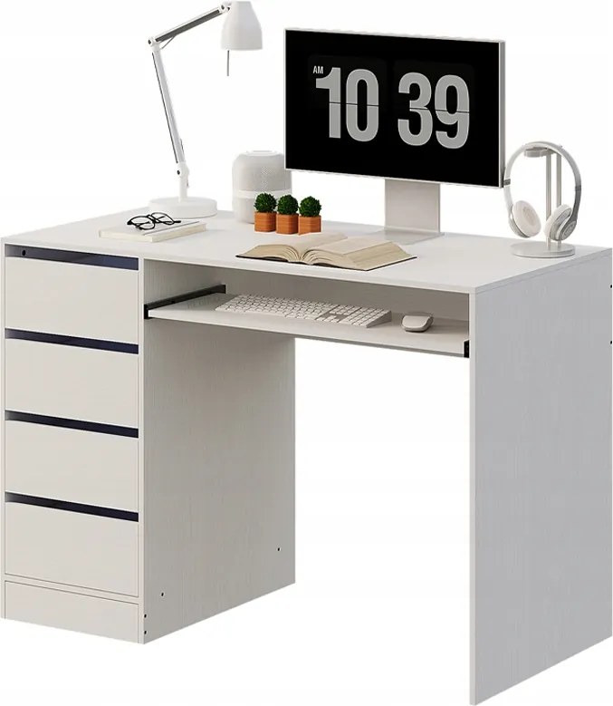 Számítógép Asztal Ifjúsági Fehér Modern Íróasztal Fiókos Polccal