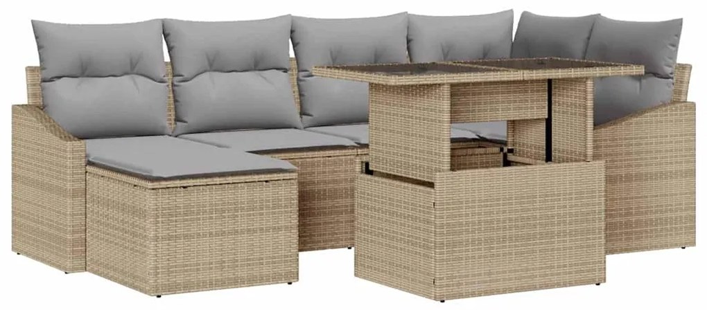 vidaXL Kerti Kanapé Szett párnával 7 pcs Beige és Világosszürke