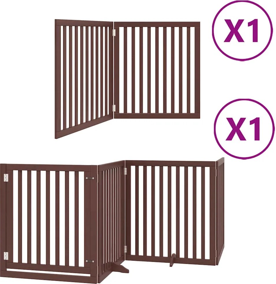 vidaXL barna nyárfa 6 paneles összecsukható kutyakapu ajtóval 480 cm