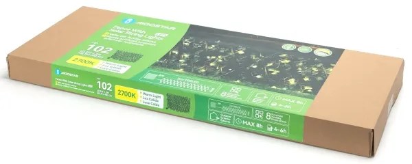 Aigostar - LED Napelemes lánc 102xLED/2x0,7m IP65 meleg fehér ivy