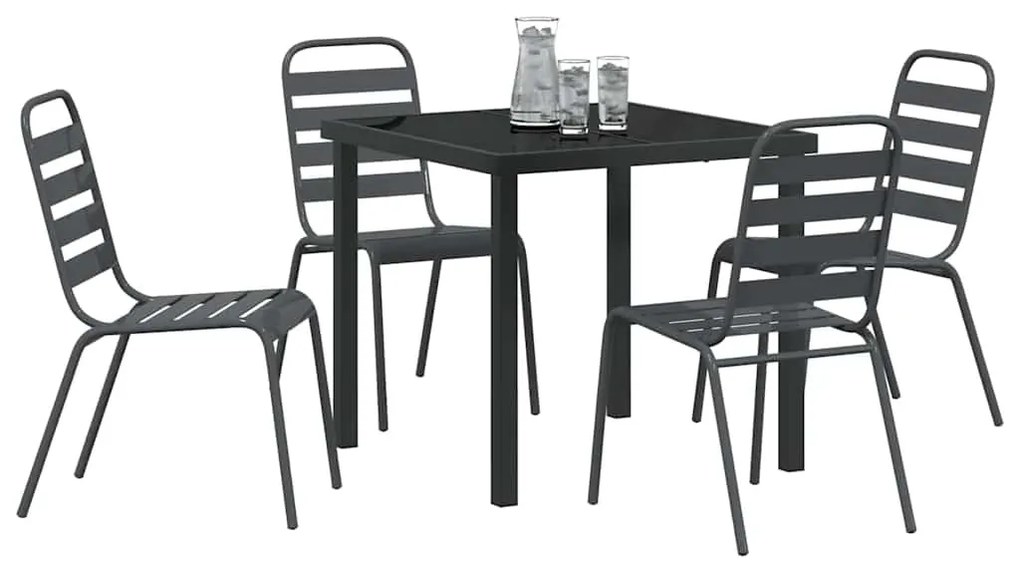 Kert étkező szett 5 pcs Sötétszürke Acél