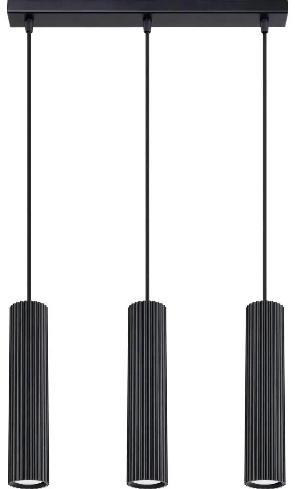 Sollux SL.1575 - Csillár zsinóron KARBON 3xGU10/10W/230V fekete