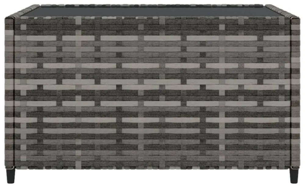 szürke polyrattan négyzet alakú kerti dohányzóasztal 50x50x30cm