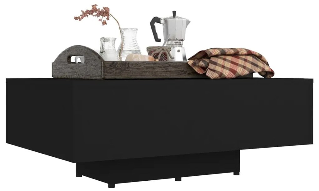 Fekete szerelt fa dohányzóasztal 85 x 55 x 31 cm