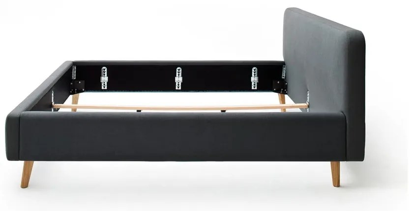 Antracitszürke kárpitozott franciaágy ágyrács nélkül 160x200 cm Mattis – Meise Möbel